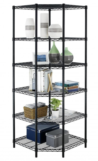 BestOffice New Heavy Duty Wire Steel 6-Tier Corner Shelf Garage Storage Shelving Rack C706