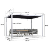 PURPLE LEAF Pergola 10' X 12' Outdoor Retractable Pergola with Sun Shade Canopy Cover White Patio Metal Shelter for Garden Porch Yard BBQ Beach Gazebo Grape Trellis Pergola, Navy Blue PURPLE LEAF