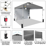 CROWN SHADES Canopy Tent 10x10 Pop Up Canopy Outdoor Shade with Pockets Sidewall, Easy Up Sun Shelter with One Person Set Up Center Lock, Portable Instant Camping Beach Canopy Tents, Grid Grey CROWN SHADES