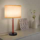 Mid Century Table Lamp,Walnut Wood Finish Table Lamps, Modern Mid Pull Chain Switch Bedside Lamps for Night Stands, Desk Lamp for Beding Room,Living Room,Reading Lamp with E26 Base,Linen LampShade HonoDing