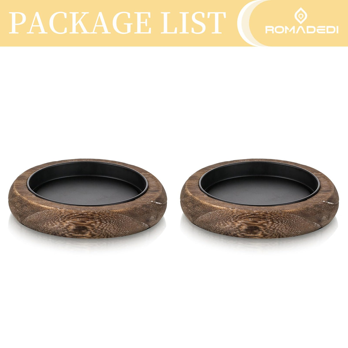 Romadedi Wood Candle Holder Farmhouse Decor - Pillar Candle Holders for Table Centerpiece Small Tray Riser Set of 2 Round Wooden Plate Pedestal Stand for Coffee Table Home Living Room, Brown Romadedi