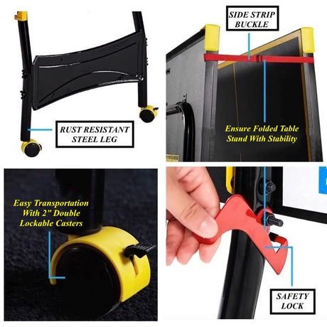 Black Yellow Folding Rolling Table Tennis Table Indoor Ping Pong Table with 2 Paddles 2 Balls 1 Net and Post Set 4 Wheels for Easy Movement Perfect Christmas New Year Holiday Season Gifts WoodArtSupply