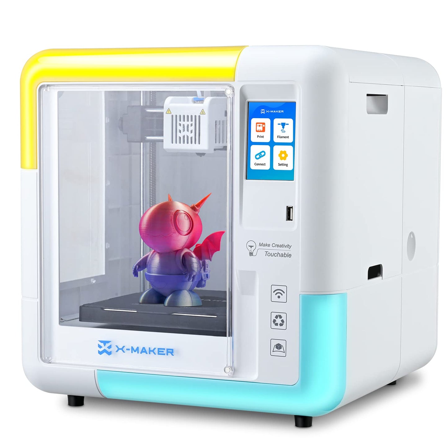 AOSEED X-MAKER 3D Printer for Kids and Beginners, Fully Assembled High-Speed 3D Printer with Leveling-Free Bed, Wi-Fi Printing, Silent, High Precision Small 3D Printer with App, PLA Filament  - WoodArtSupply