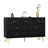 JOZZBY Dresser for Bedroom, 7 Drawer Black Wooden Dresser with Gold Handles, Modern Storage Dressers & Chests of Drawers for Hallway, Entryway JOZZBY