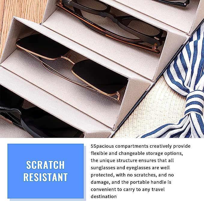 Ticacos Travel Sunglasses Organizer, Sunglasses Travel Case for Multiple Pairs, Multiple Glasses Travel Case for Women, Men Ticacos