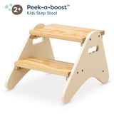 B. toys- B. spaces- Step Stool for Kids – Ivory & Wood Stepping Stool for The Bedroom, Bathroom, Kitchen – Furniture for Toddlers – Peek-A-Boost – 2 Years + B. toys