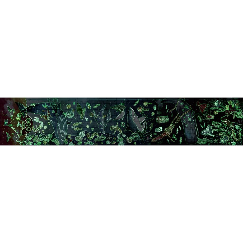Hape Ocean Life Puzzle 1.5 Meter Long | 200 Pieces Colorful Giant Glow-in-The-Dark Marine Life Jigsaw, for Children 6+ Years Hape