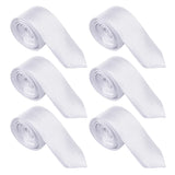 ICObuty Men Satin Tie 2 inch Skinny Solid Color Necktie 6 pack Wholesale Event(White) ICObuty