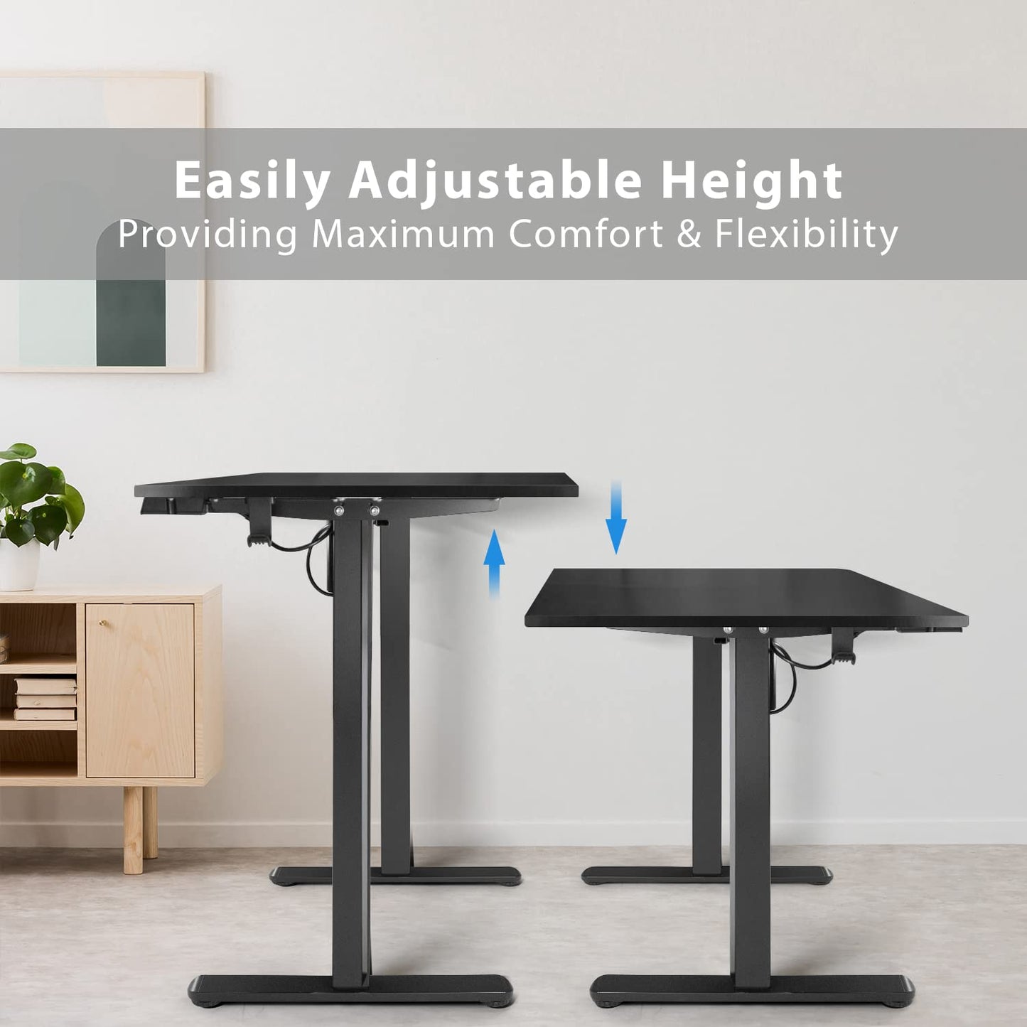 Lifetime Home Height Adjustable 48" Electric Standing Desk - Upgraded Ultra Durable Home Office Large Rectangular Computer or Laptop Sit Stand Workstation Table - 48 x 24 inches, Black - WoodArtSupply