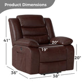 CANMOV Leather Power Lift Recliner Chair with Massage and Heat for Elderly People,Electric Lift Chair for Seniors Reclining Chair Single Sofa Chair for Living Room, Side Pocket,Brown CANMOV