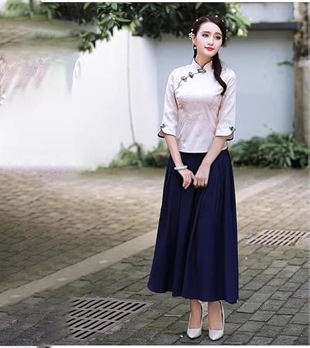 Chinese womens short suit Han spring and summer twopiece set of tea S2 top single piece L ChenKongHai