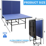 BOSTANA 108'' x 60'' x 30'' Table Tennis Table, Foldable Ping Pong Table with 1 Net 2 Paddles 3 Balls, Outdoor Table Tennis Table Single Player Playback Mode for Indoor Outdoor Game BOSTANA