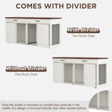 Furniture Style Dog Crate - Indoor Wooden Dog Kennel Furniture with 2 Drawers & Room Divider - 72" L x 23.6" W x 34" H - White MOWPEX