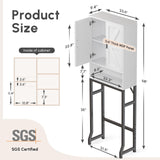 USHOWER Over The Toilet Storage Cabinet, Bathroom Organizers and Storage with Barn Doors, Thicken Metal Stand & MDF Wood Above Toilet Storage Cabinet, Freestanding Space Saver, White USHOWER