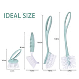 Perastra Dish Brush with Handle, Kitchen Dish Scrub Brush Set, 4-Piece Kitchen Cleaning Brush Set for Pots and Bottles, Nordic Green Perastra