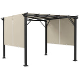 Outsunny 10' x 10' Retractable Pergola Canopy, Outdoor Gazebo with Sun Shade Canopy and Steel Frame, for Backyard, Garden, Patio, Deck, Beige Outsunny