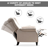 CANMOV Push Back Recliner Chair Set of 2, Elizabeth Fabric Recliner with Tufted Back Home Theater Seating w/Padded Seat and Nailhead Trim, Wooden Legs, Adjustable Single Sofa，White CANMOV
