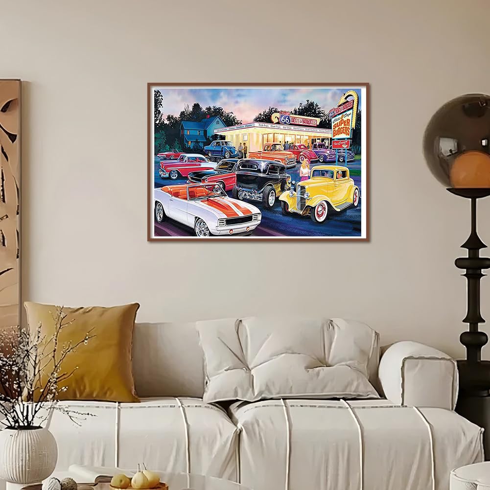 Kulvci Car Diamond Painting Kits for Adults, Diamond Art Kits for Beginners, 5D DIY Full Drill Gem Craft for Home Decor Gift 16x12inch Kulvci