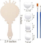 Coloch 12 Pack Wood Mirror Crafts for Kids, DIY Mini Wooden Princess Mirror Unfinished Handheld Mirrors with 2 Painting Brushes and 3 Stickers for Handmade Craft, Birthday, Gift Coloch