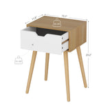 JAXPETY Set of 2 Modern Wood Nightstand, Bedside Table with Drawer, Night Stand, End Table with Solid Wood Legs for Bedroom Home, Brown JAXPETY