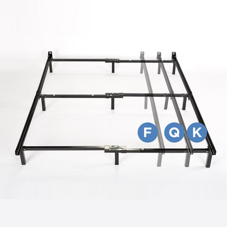 ZINUS Compack Metal Adjustable 7 Inch Support Bed Frame for Box Spring and Mattress Set, Full/Queen/King, Black ZINUS