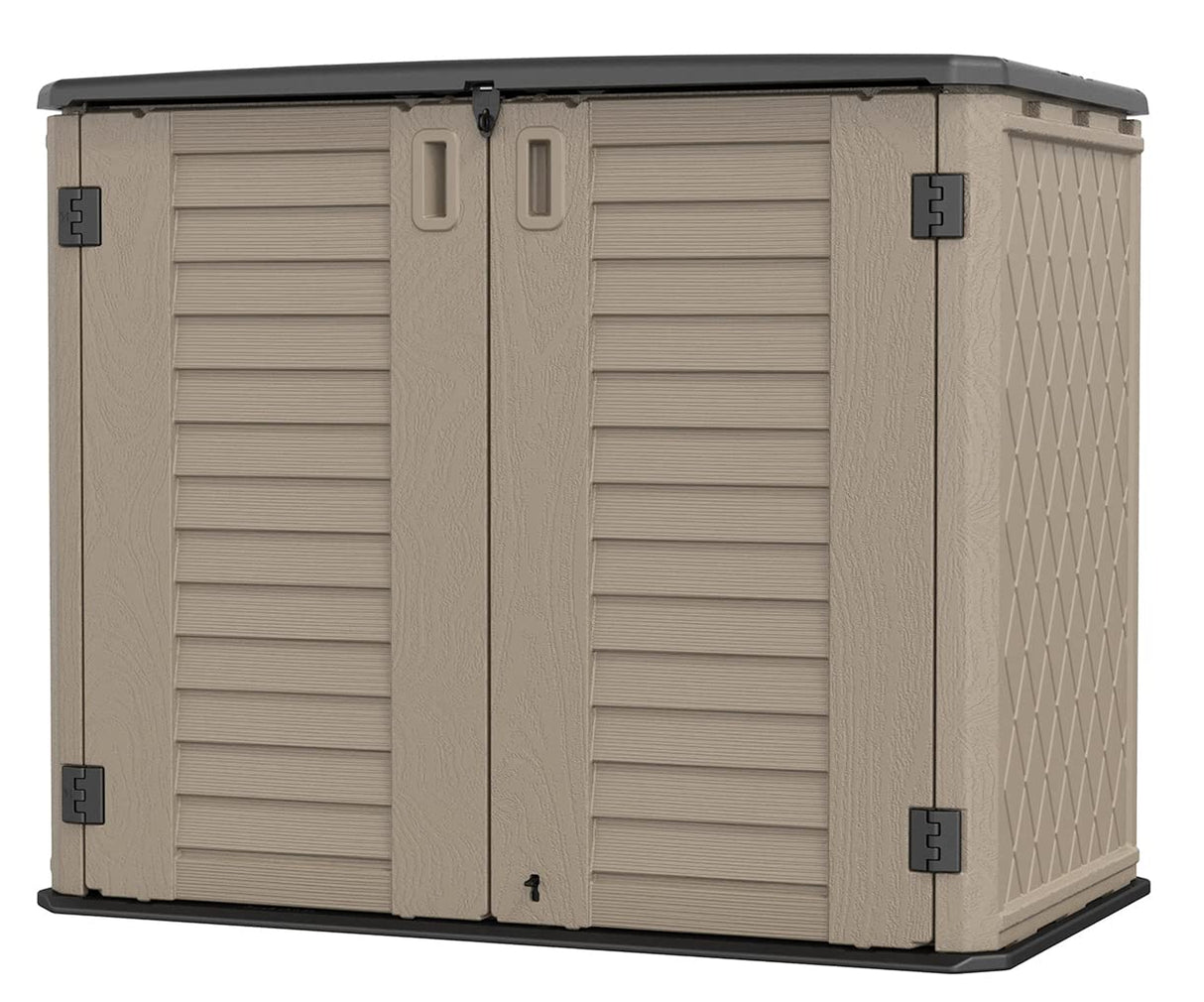 KINYING Outdoor Storage Shed - Horizontal Storage Cabinet Waterproof for Garden, Patio, Backyard, Storage Box for Easy Storage of Garbage Cans, Tools, Lawn Mower, 35 Cubic Feet,Dark Brown KINYING