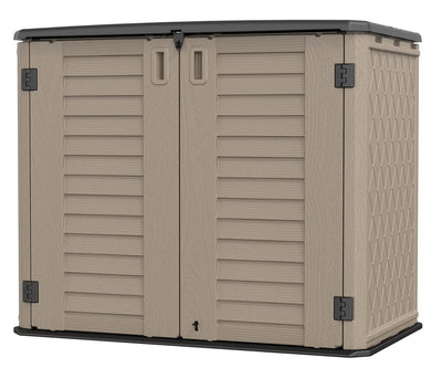 KINYING Outdoor Storage Shed - Horizontal Storage Cabinet Waterproof for Garden, Patio, Backyard, Storage Box for Easy Storage of Garbage Cans, Tools, Lawn Mower, 35 Cubic Feet,Dark Brown