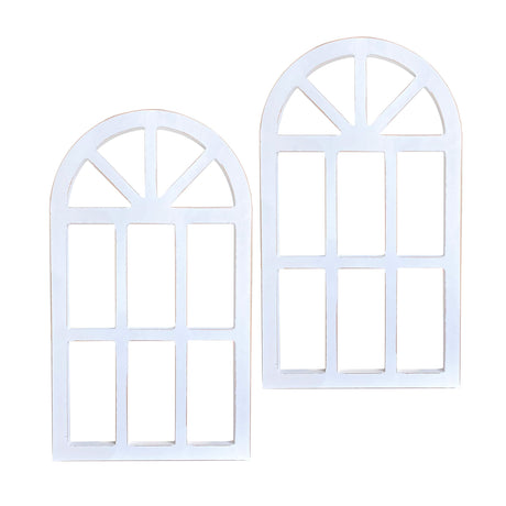 Cregugua 2-Pack Rustic Wood Arch Window Frame for Wall Decor 9x15.8 In Cregugua
