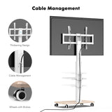 FITUEYES Rolling TV Stand, Mobile TV Cart on Wheels for 32-70 Inch Flat Screen TVs, Tall Floor TV Stand with Swivel Mount for Bedroom, Outdoor, Home Office, Small Dorm, White FITUEYES
