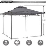 ABCCANOPY Gazebos for Patios 10x10 - Outdoor Steel Frame Gazebo for Lawn Backyard Garden Deck (Dark Gray) ABCCANOPY