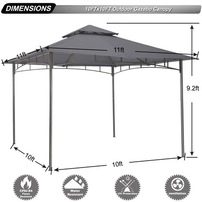 ABCCANOPY Gazebos for Patios 10x10 - Outdoor Steel Frame Gazebo for Lawn Backyard Garden Deck (Dark Gray)