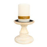 Hosley White 5 Inch High Wooden Pillar Candle Holder Country Style. Ideal Gift for Wedding Party Home Spa Reiki Aromatherapy LED Votive Candle Gardens W1 Hosley