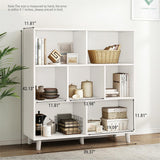 IOTXY Open Cube Low Bookcase - 3-Tier Freestanding Storage Display Cabinet Organizer with Legs for Home Office, 7-Cubes Open Shelf Short Bookshelf, White IOTXY