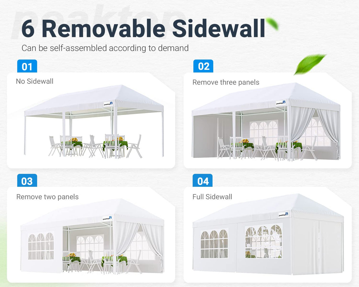 Peaktop Outdoor 10x20ft Heavy Duty Party Tent Wedding Tent Outdoor Gazebo Event Shelter Canopy with Removeable Sidewalls PEAKTOP OUTDOOR