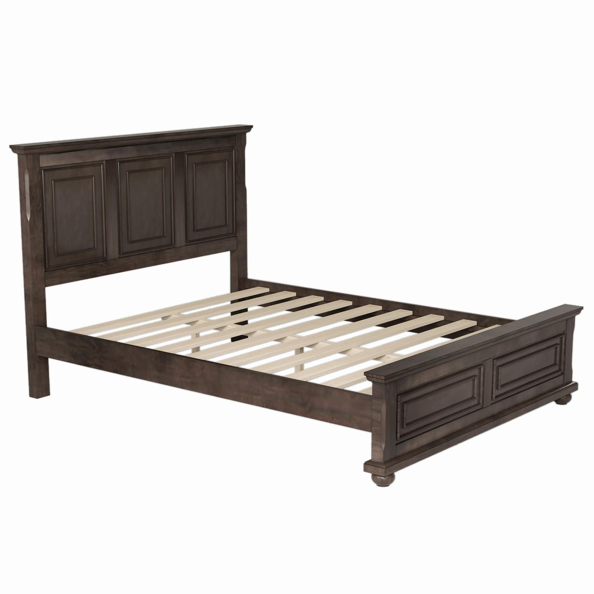 Merax Traditional Town Bed Frames and Country Style Pinewood Vintage King Bed, Rich Brown Merax