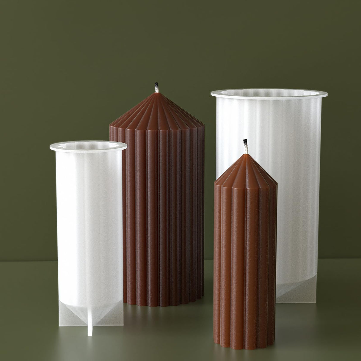 2 Pack Stripe Cylinder Pillar Spiral Candle Resin Mold - Resin Casting Silicone Molds for Home Decor & Candle Making Wave Spiral Mold ESEENS