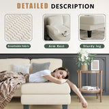 112'' Corduroy U Shaped Couch with Sleeper Lounge Chaise, 4 Seat Modern Comfy Sectional Sofa Couches for Living Room Spacious Space Apartment Office (112‘’ Corduroy White) ASAHREE