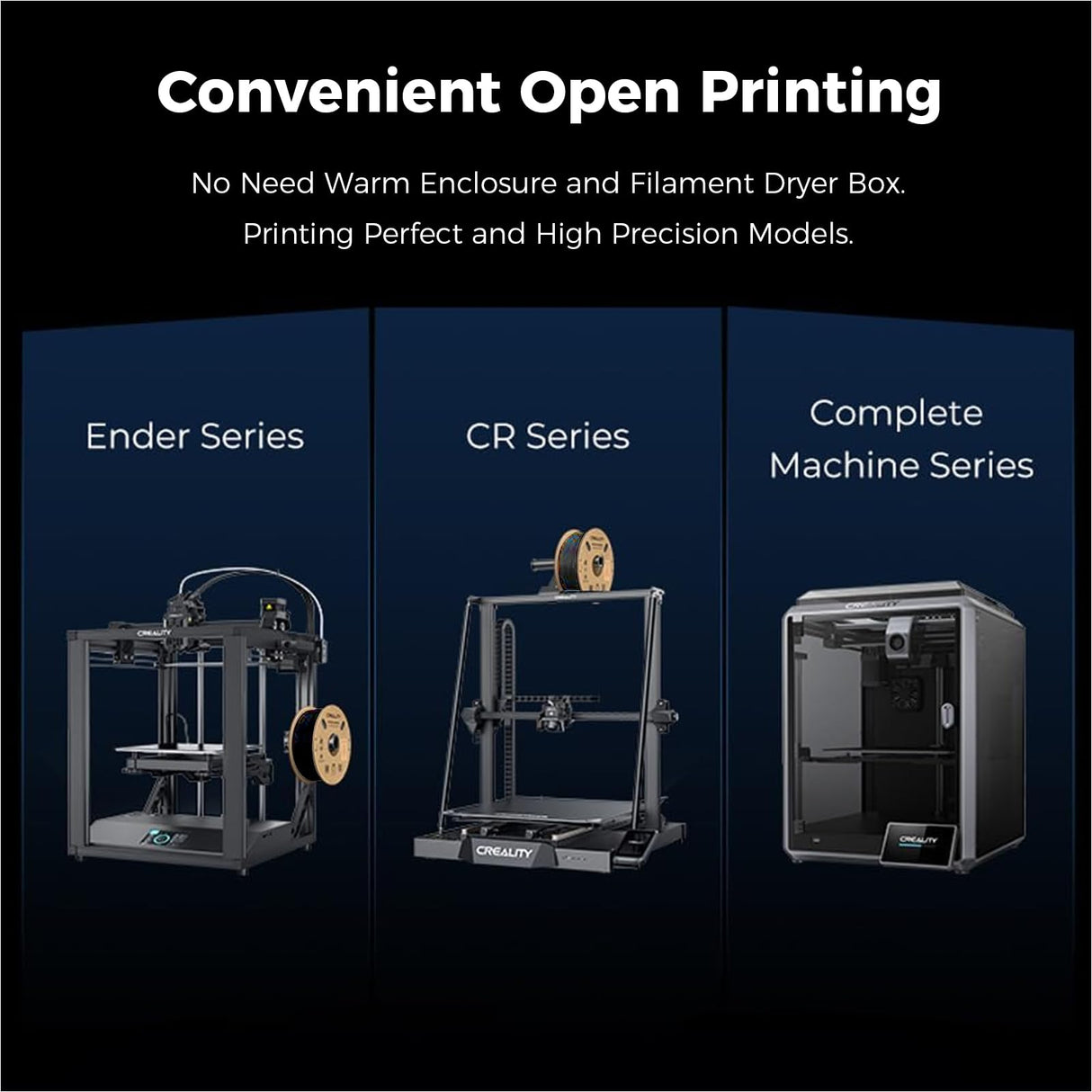 Creality Hyper ABS Filament for K1/K1 Max/K1C, Official 3D Printer Filament ABS 1.75mm for High-Speed Printing Convenient Open Printing ABS Filament, 1kg(2.2lbs) Spool Fit Most 3D Printer(Black) Creality