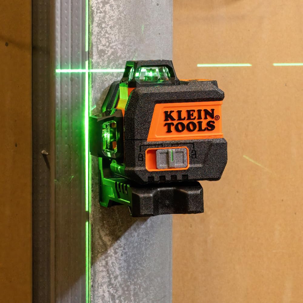 Klein Tools 93CPLG Compact Self-Leveling Laser Level, Bright Green 360-Degree Laser Planes, Rechargeable, Magnetic Mount - WoodArtSupply