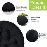 Bextile Papasan Chair Cushion Only, 52 in Cushion for Papasan, Round Leisure Papasan Seat Cushion (Black) Bextile