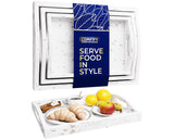 Serving Trays Set of 3 - Ottoman Wood Trays for Entertainment, Food and Décor - Rustic Farmhouse Distressed Wood Finish - Solid White Comfify