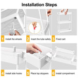 SPACELEAD Slim Storage Cart 3 Tier,Bathroom Organizer Rolling Utility, Mobile Shelving Unit Slide Out for Office, Kitchen, Laundry Room & Narrow Places,White SPACELEAD