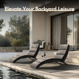 JOIVI Patio Chaise Lounge Chairs Sets, 2 Pieces Cushioned Patio Adjustable Chaise Lounge, Rattan Reclining Chair with Removable Dark Gray Cushion, Pool Lounge Chairs for Outside, Garden, Balcony JOIVI