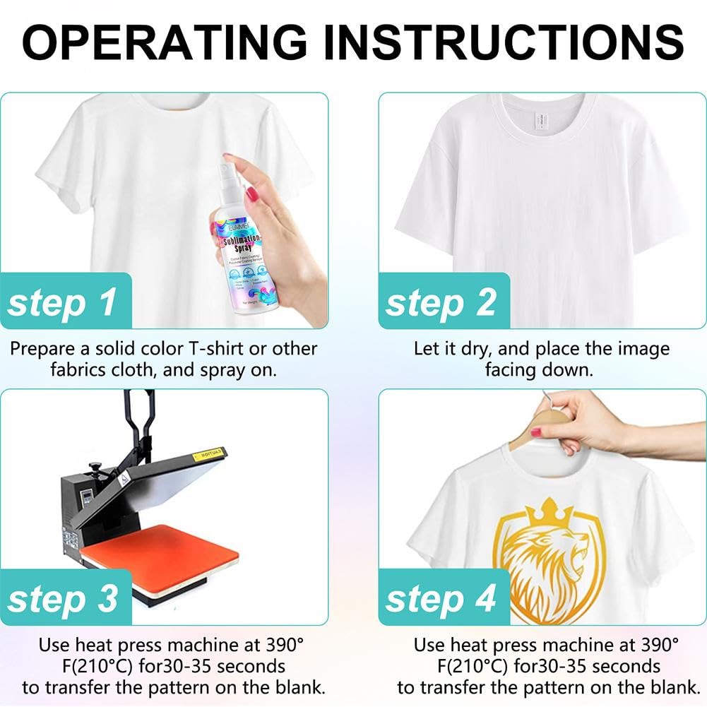 Sublimation Spray for Cotton Shirts, 100ml Sublimation Coating Spray for All Fabric Including Carton, Polyester, T-Shirts, Quick Dry Generic