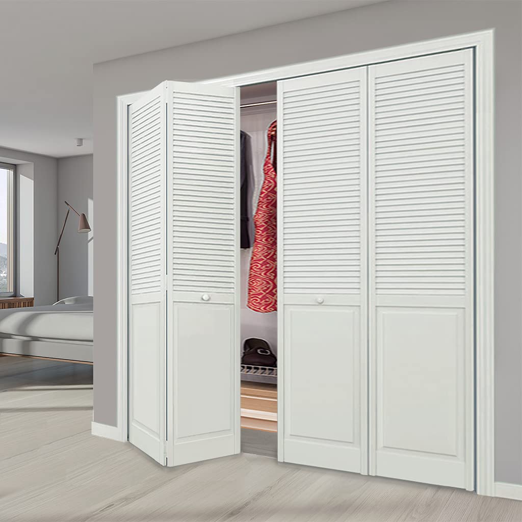 Closet Door, Bi-Fold, Traditional Louver-Panel Solid Core Unfinished 80 in. x 36 in. - WoodArtSupply