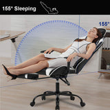 BestOffice Ergonomic Office, PC Gaming Chair Cheap Desk Chair Executive PU Leather Computer Chair Lumbar Support with Footrest Modern Task Rolling Swivel Chair for Women, Men(White) BestOffice