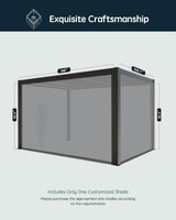 Yoolax Motorized Customized Shade 10Ft for Louvered Pergola, Sun Screen with Remote Control Yoolax