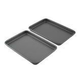 GoodCook Everyday Set of 2 Nonstick Steel 9" x 6.2" Toaster Oven Mini Baking Sheets, Gray GoodCook