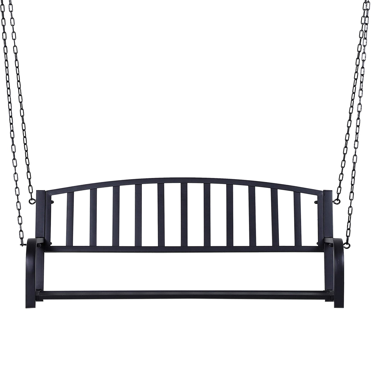 Outsunny 2 Person Front Porch Swing Patio Swing Bench, Outdoor Steel Swing Chair with Sturdy Chains, for Backyard, Deck, 528 lb Weight Capacity, Black Outsunny