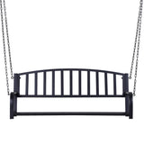 Outsunny 2 Person Front Porch Swing Patio Swing Bench, Outdoor Steel Swing Chair with Sturdy Chains, for Backyard, Deck, 528 lb Weight Capacity, Black Outsunny